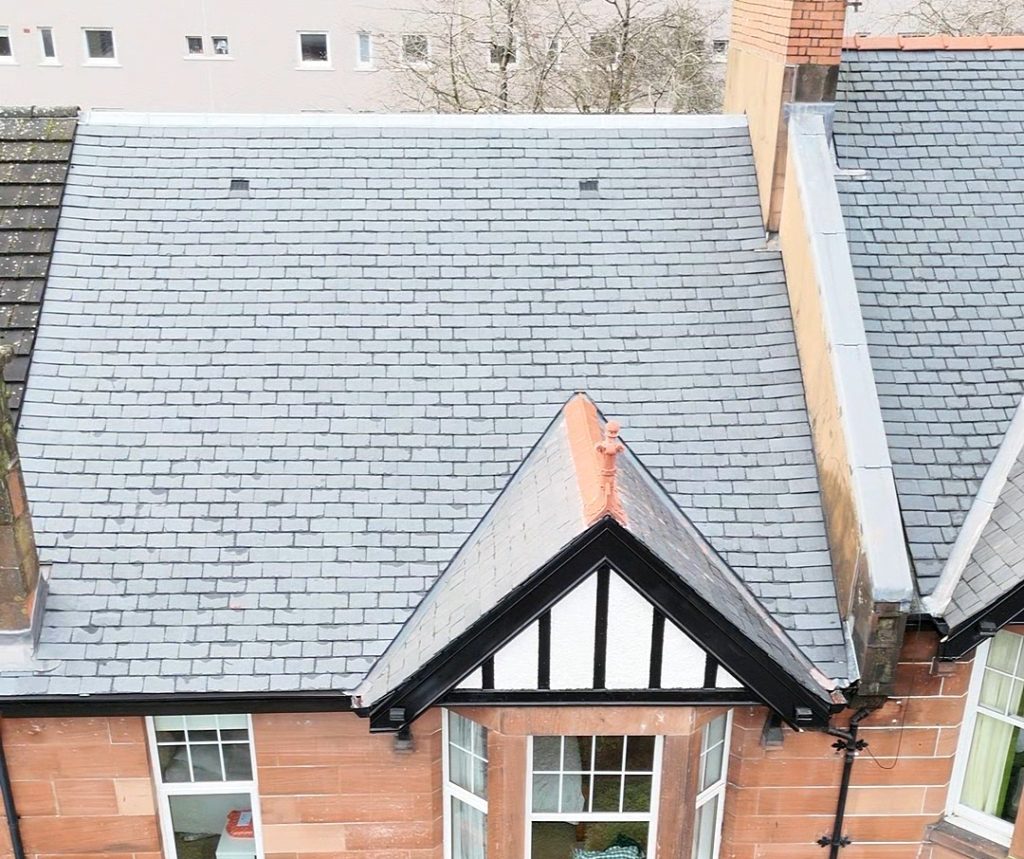 Completed new slate roof installation in Glasgow